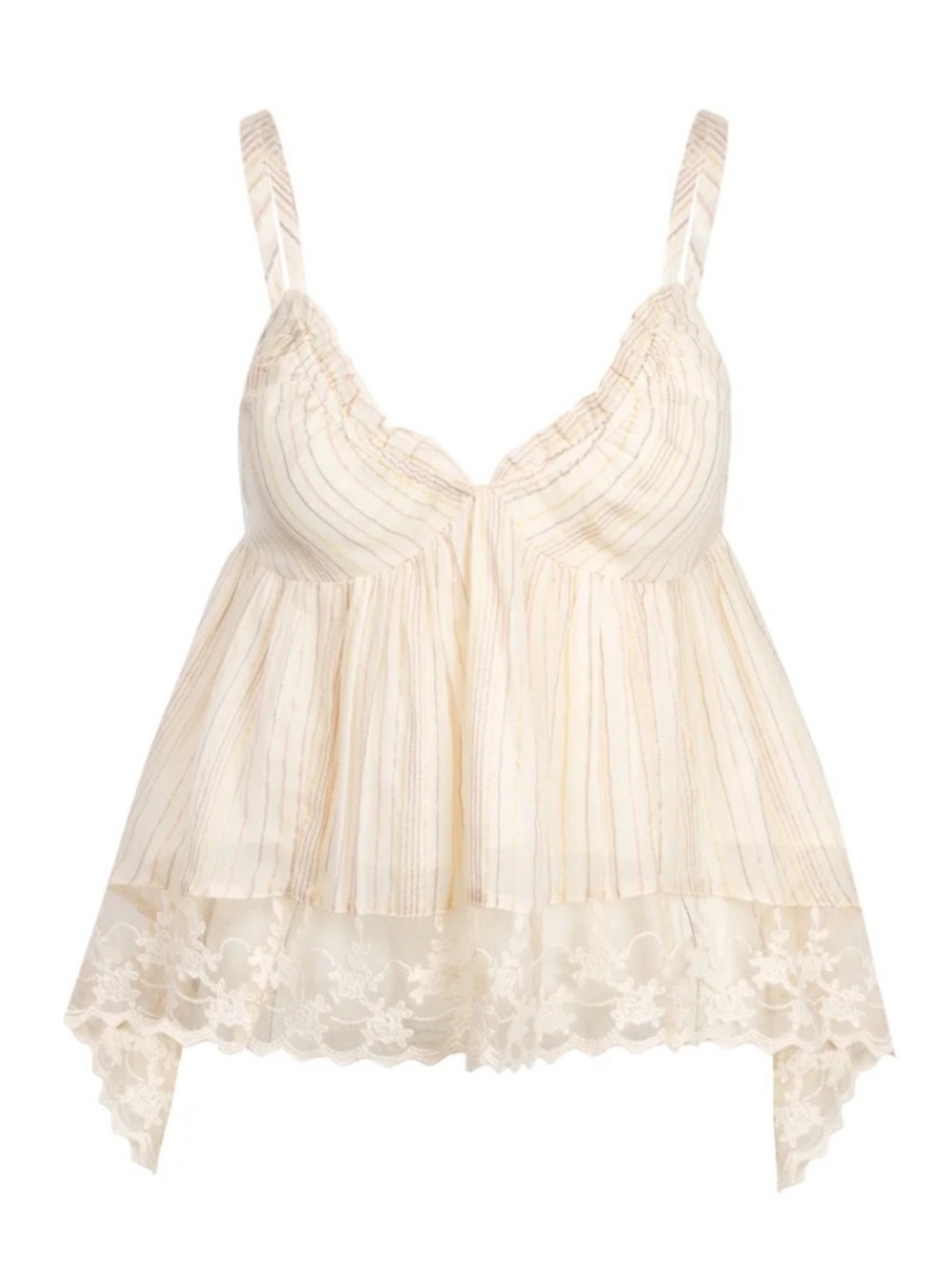 Jessica Simpson Cream Lace-Trim Flowy Babydoll Cami
